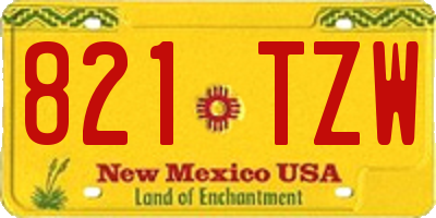 NM license plate 821TZW