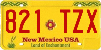 NM license plate 821TZX