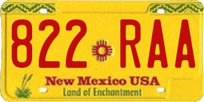 NM license plate 822RAA