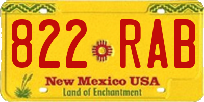 NM license plate 822RAB