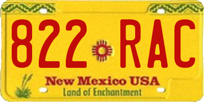 NM license plate 822RAC