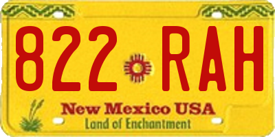 NM license plate 822RAH