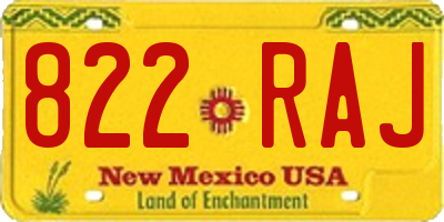 NM license plate 822RAJ