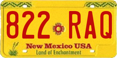 NM license plate 822RAQ