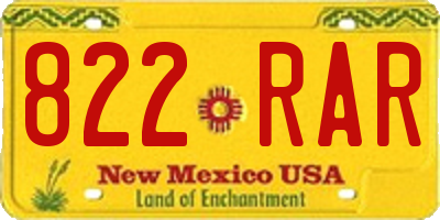 NM license plate 822RAR