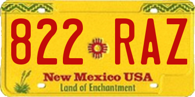 NM license plate 822RAZ