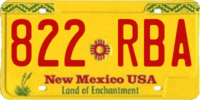 NM license plate 822RBA