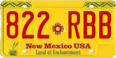 NM license plate 822RBB