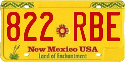NM license plate 822RBE