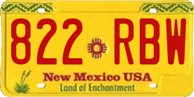 NM license plate 822RBW