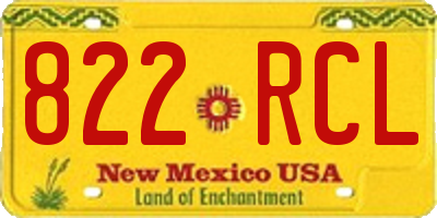 NM license plate 822RCL