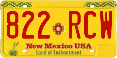 NM license plate 822RCW