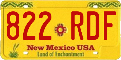 NM license plate 822RDF