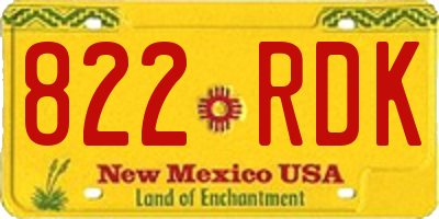 NM license plate 822RDK