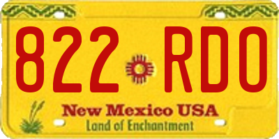 NM license plate 822RDO