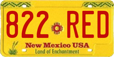 NM license plate 822RED