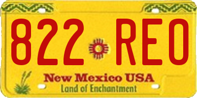 NM license plate 822REO