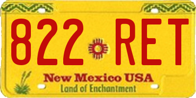 NM license plate 822RET