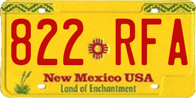 NM license plate 822RFA