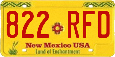 NM license plate 822RFD