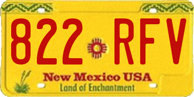 NM license plate 822RFV
