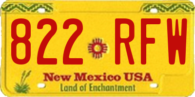 NM license plate 822RFW