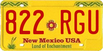 NM license plate 822RGU