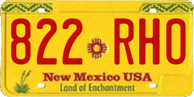 NM license plate 822RHO