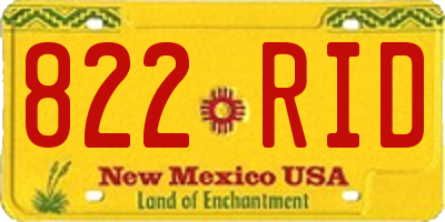 NM license plate 822RID
