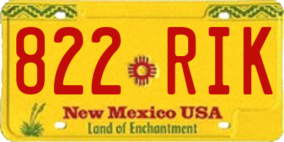 NM license plate 822RIK