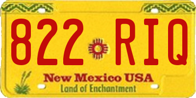 NM license plate 822RIQ