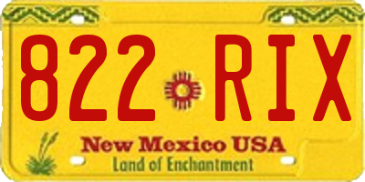 NM license plate 822RIX
