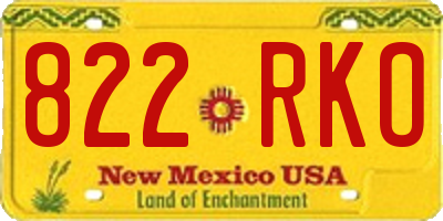 NM license plate 822RKO