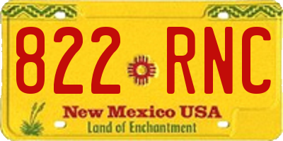 NM license plate 822RNC