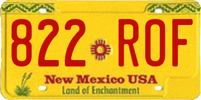 NM license plate 822ROF