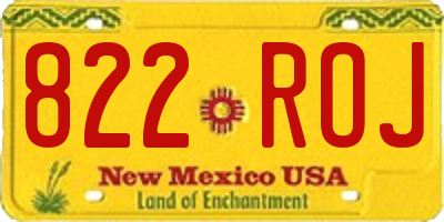 NM license plate 822ROJ