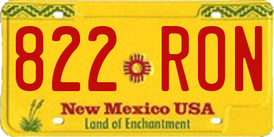 NM license plate 822RON