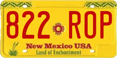 NM license plate 822ROP