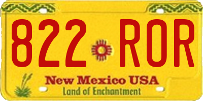 NM license plate 822ROR
