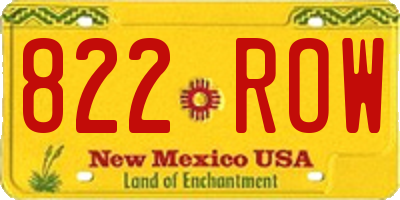 NM license plate 822ROW