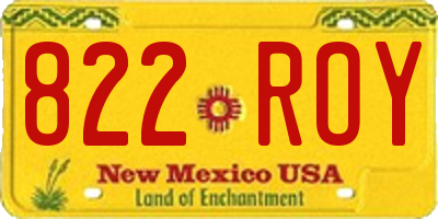 NM license plate 822ROY