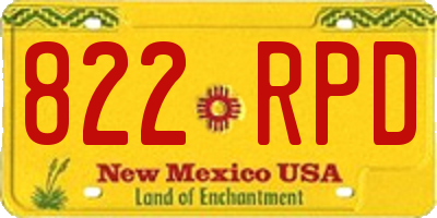 NM license plate 822RPD