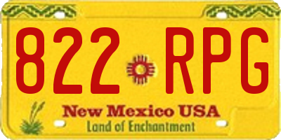 NM license plate 822RPG