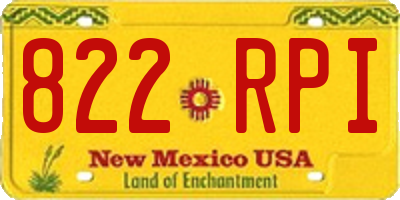 NM license plate 822RPI