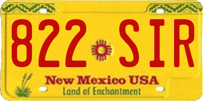 NM license plate 822SIR