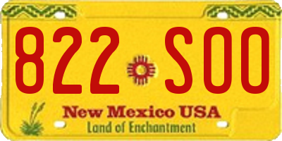 NM license plate 822SOO