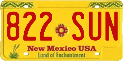 NM license plate 822SUN