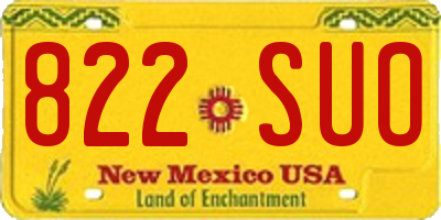 NM license plate 822SUO