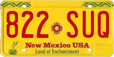 NM license plate 822SUQ