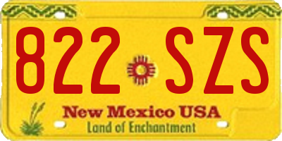 NM license plate 822SZS